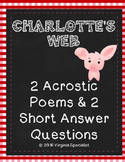 Charlotte's Web Acrostic Poems and Short Answer Questions