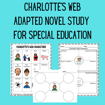 Preview of Charlotte's Web Adapted Novel Study for Special Education