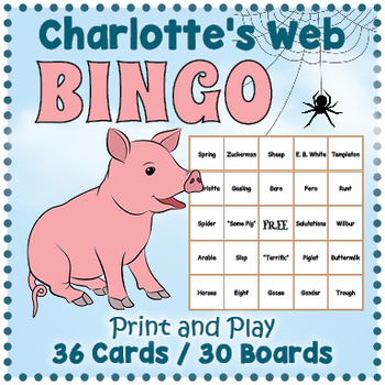 Preview of Charlotte's Web BINGO & Memory Matching Card Game Activity