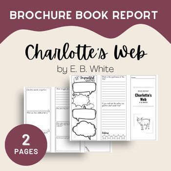Preview of Charlotte's Web Book Report Brochure, PDF, 2 Pages