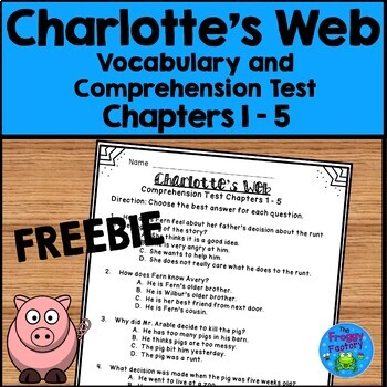 Preview of Charlotte's Web Test Chapters 1-5 FREEBIE