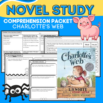 Charlotte's Web Chapters Novel Study & Comprehension Activities {Book ...