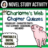 Charlotte's Web *No Prep* Chapter Quizzes Distance Learning