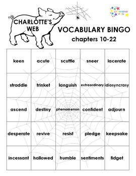 charlotte s web vocabulary bingo by learning fun tpt