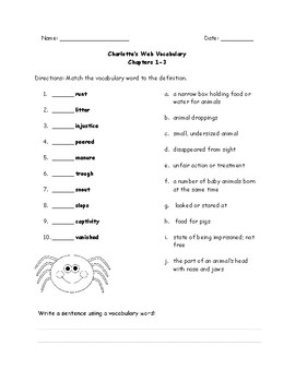 charlotte s web vocabulary chapters 1 3 by christina dimovska tpt