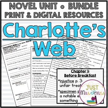 Preview of Charlotte's Web by E.B. White Novel Study