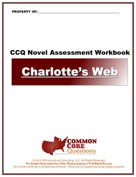 Preview of Charlotte's Web - CCQ Novel Study Assessment Workbook- Common Core Aligned