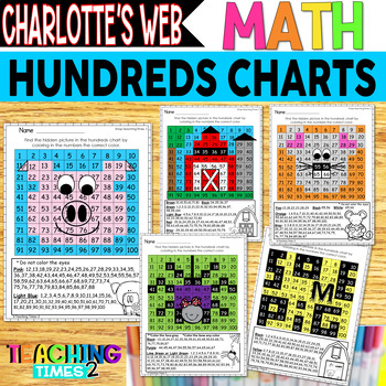 Preview of Charlotte's Web  Hundreds Charts | MATH CENTERS | MATH REVIEW