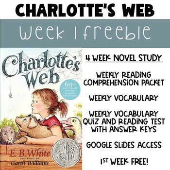 Preview of Charlottes Web Novel Study Freebie