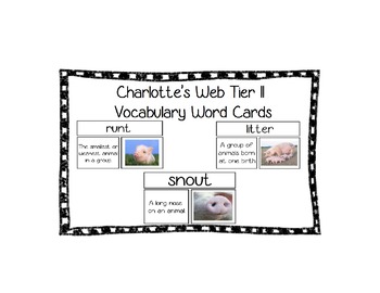 Preview of Charlotte's Web Tier II Vocabulary Cards