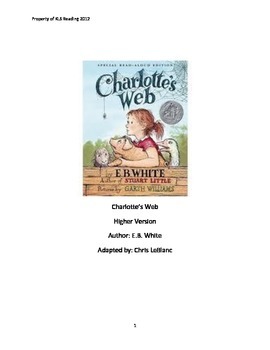 Preview of Charlottes Web adapted book summary review questions vocabulary PDF format