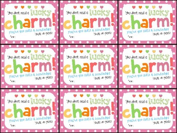 Preview of Charm Bracelet/ Lucky Charms Testing Motivation Treat Tag-You don't need a lucky