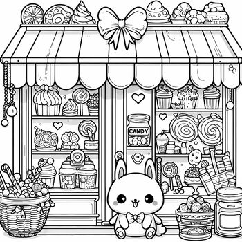 Charming Candy Shop (CR0008)Coloring Book,Pages,Front Shop,Activity,For ...