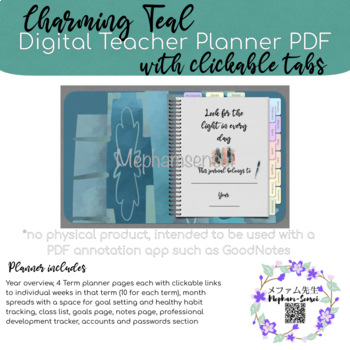 Preview of Charming Teal | Digital Teacher Planner | GoodNotes and OneNote Version