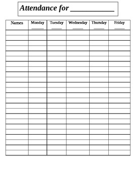 Chart for Attendance by Renee Jordan | Teachers Pay Teachers