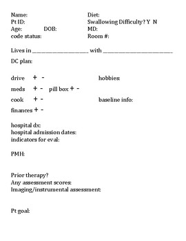 Preview of Chart review, patient history, self-assessment discharge checklist