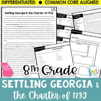 Preview of Charter of 1732 Georgia DIFFERENTIATED Reading (SS8H2, SS8H2a) *8th Grade* CCSS