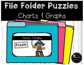 Preview of Charts and Graphs Center File Folder Puzzles Pirate Theme (Data and Graphing)