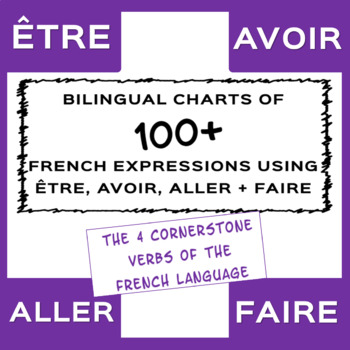 Preview of Charts of 100+ French Expressions with ÊTRE, AVOIR, FAIRE, ALLER