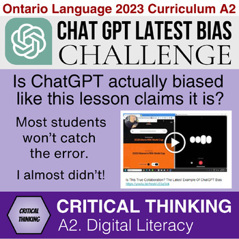 Preview of Artificial Intelligence Chat GPT Bias | Digital Citizenship | Critical Thinking