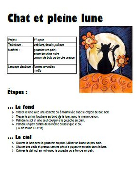 Arts Plastiques Chat à La Pleine Lune Français Automne Halloween