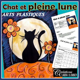 Arts plastiques: Chat à la pleine lune, français, Automne,