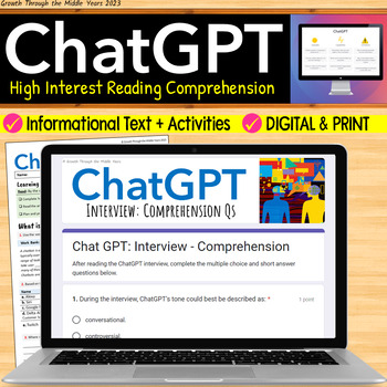 Preview of ChatGPT: Artificial Intelligence (AI) Reading Comprehension Activities