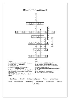 ChatGPT Crossword Puzzle and Word Search Bell Ringer TPT