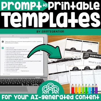Preview of ChatGPT Templates: Auto Generating Choice Boards, Questions, Task Cards & More!