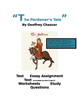 Preview of Chaucer - The Pardoner's Tale  22 page PACKET (tests, worksheets, essay, etc.)