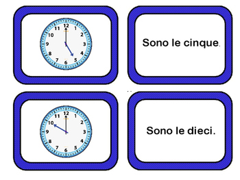 Preview of Che ore sono?  Telling Time Flashcards and Memory Game Italian Italiano