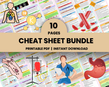 Preview of Cheat sheet bundle 10 Pages | Nursing Note | Nurse Cheat Sheet,Instant Download