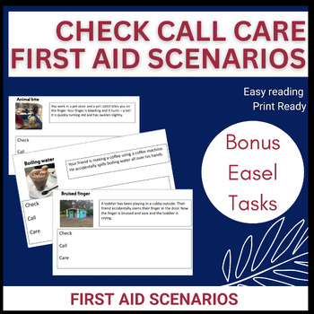 Preview of First aid worksheets with check call care print and digital