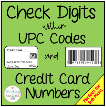 Preview of Check Digits with UPC Codes and Credit Card Numbers WebQuest
