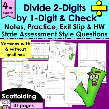 Preview of Check Division no prep lesson: notes, CCLS practice, exit slip, HW, review