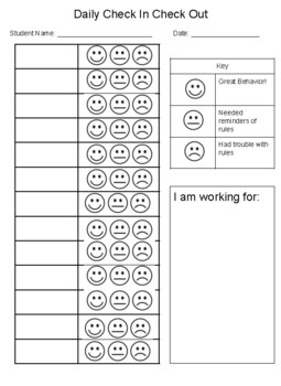 Check In Check Out Behavior Chart by Skills4Life | TpT