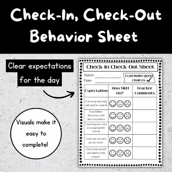 Preview of Check-In, Check-Out Behavior Expectation Sheet (Behavior Management Resource)