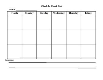 Preview of Check In Check Out Blank Worksheet