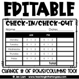 Check In Check Out Behavior Sheet Editable Reflection Form