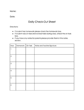 Preview of Check In / Check Out Form