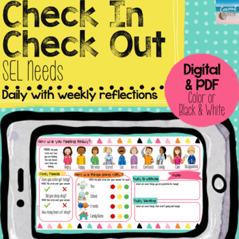 Preview of Check In, Check Out Daily Form for SEL Needs | Digital on Google Slides & PDF