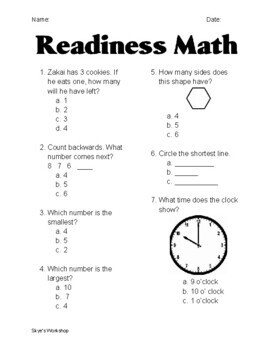 check in test for elementary math mixed review assessment quiz worksheets k