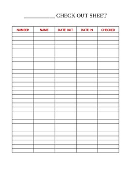 Preview of Check Out Sheet