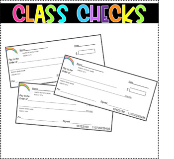 Preview of Check Template for Class Economy-Editable