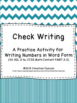 Preview of Check Writing - A Place Value Number Writing Activity - 24 Task Cards