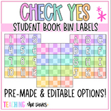 Check Yes Pastel EDITABLE Target Book Bin Student Number Labels