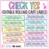 Check Yes Pastel Editable 10 Drawer Rolling Cart Labels