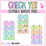 Check Yes Pastel Editable Binder Tabs