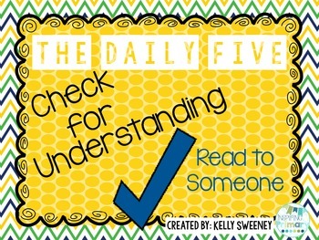 Preview of Check for Understanding Bookmark (Daily 5 Read to Someone)