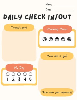 Preview of Check-in Check-out Daily Sheet (CICO Intervention)